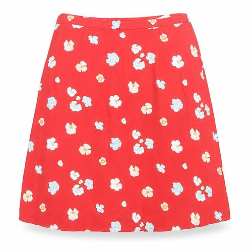 United Colors of Benetton Womens Red Floral A-Line Viscose Skirt Size 14
