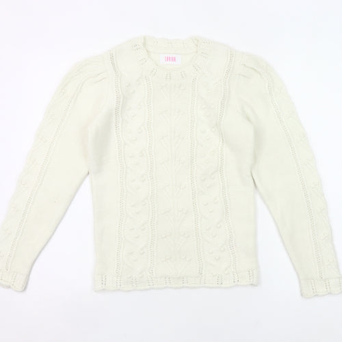 Savida Women’s Ivory Cable Knit Puff Sleeve Jumper XS
