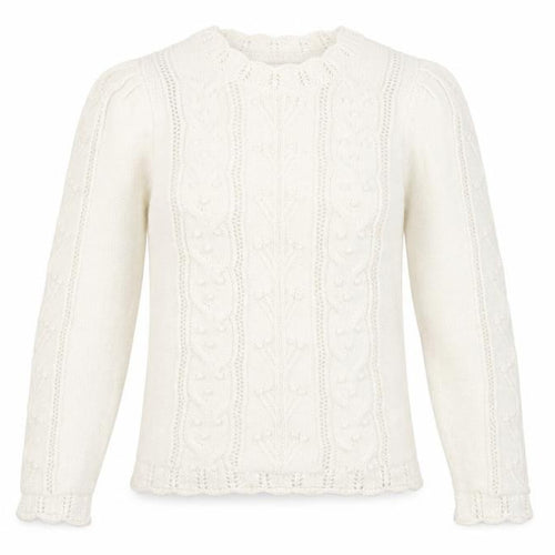 Savida Women’s Ivory Cable Knit Puff Sleeve Jumper XS