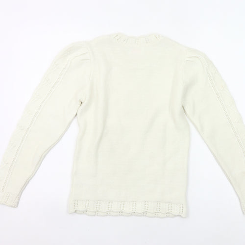 Savida Women’s Ivory Cable Knit Puff Sleeve Jumper XS