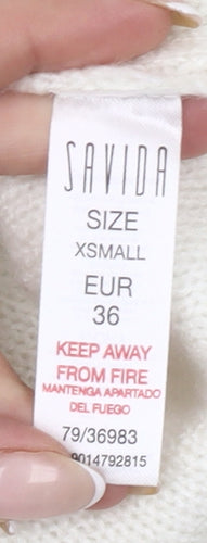 Savida Women’s Ivory Cable Knit Puff Sleeve Jumper XS