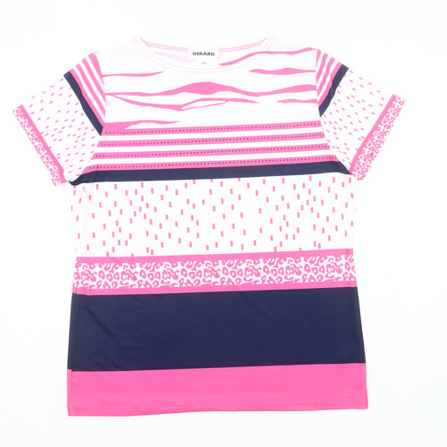 Gerard Womens Multicoloured Striped T-Shirt Size 14 Short Sleeve