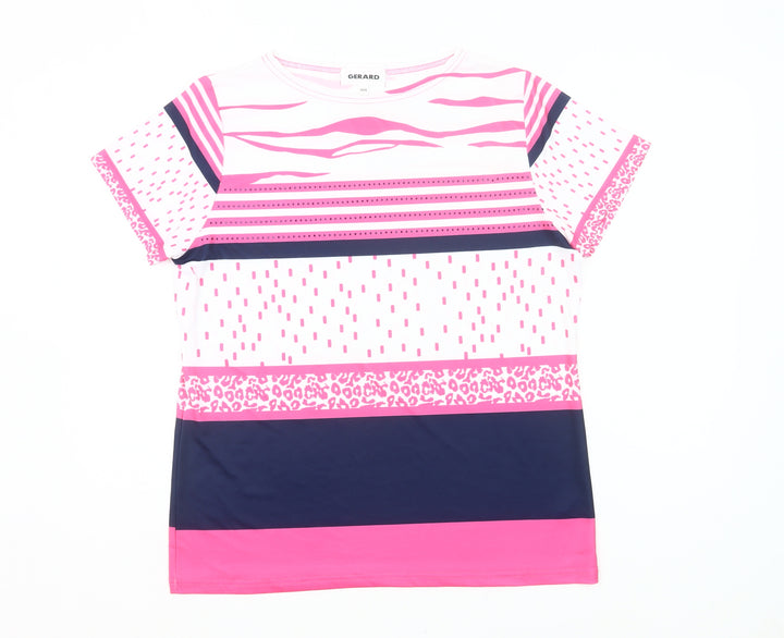 Gerard Womens Multicoloured Striped T-Shirt Size 14 Short Sleeve
