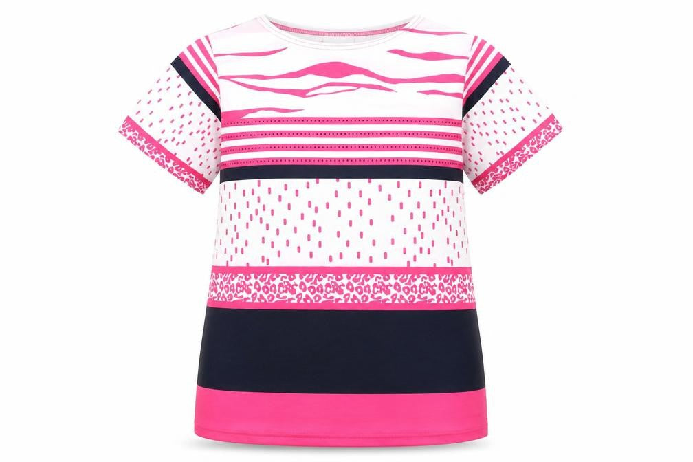 Front view of Gerard women’s multicoloured striped t-shirt, size UK 14, short sleeve