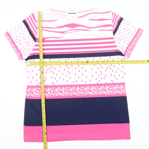 Gerard Womens Multicoloured Striped T-Shirt Size 14 Short Sleeve