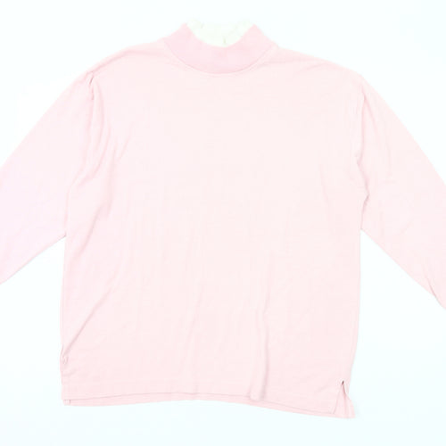 Gitano Womens Pink Mock Neck 3/4 Sleeve Basic T-Shirt Size S