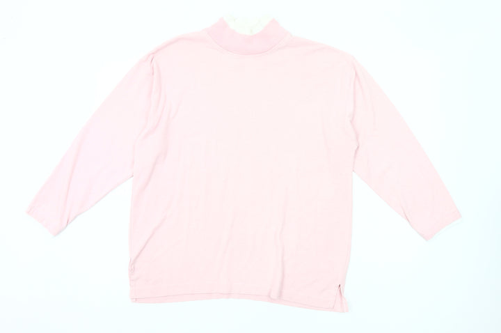 Gitano Womens Pink Mock Neck 3/4 Sleeve Basic T-Shirt Size S