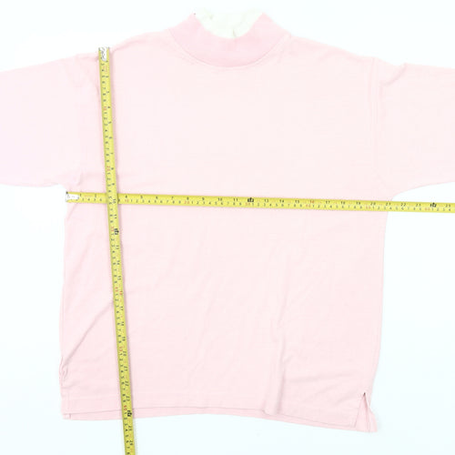 Gitano Womens Pink Mock Neck 3/4 Sleeve Basic T-Shirt Size S