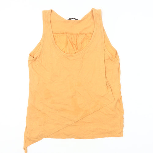Zara Women Orange Cotton Sleeveless Tank Top UK 10