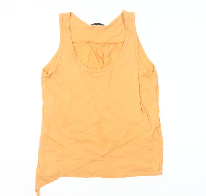Zara Women Orange Cotton Sleeveless Tank Top UK 10
