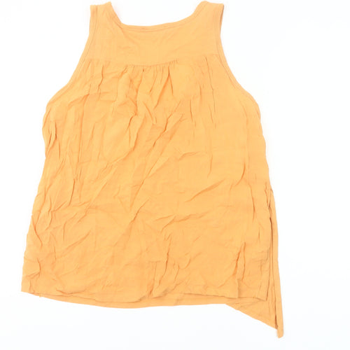 Zara Women Orange Cotton Sleeveless Tank Top UK 10