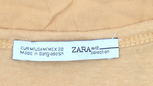 Zara Women Orange Cotton Sleeveless Tank Top UK 10