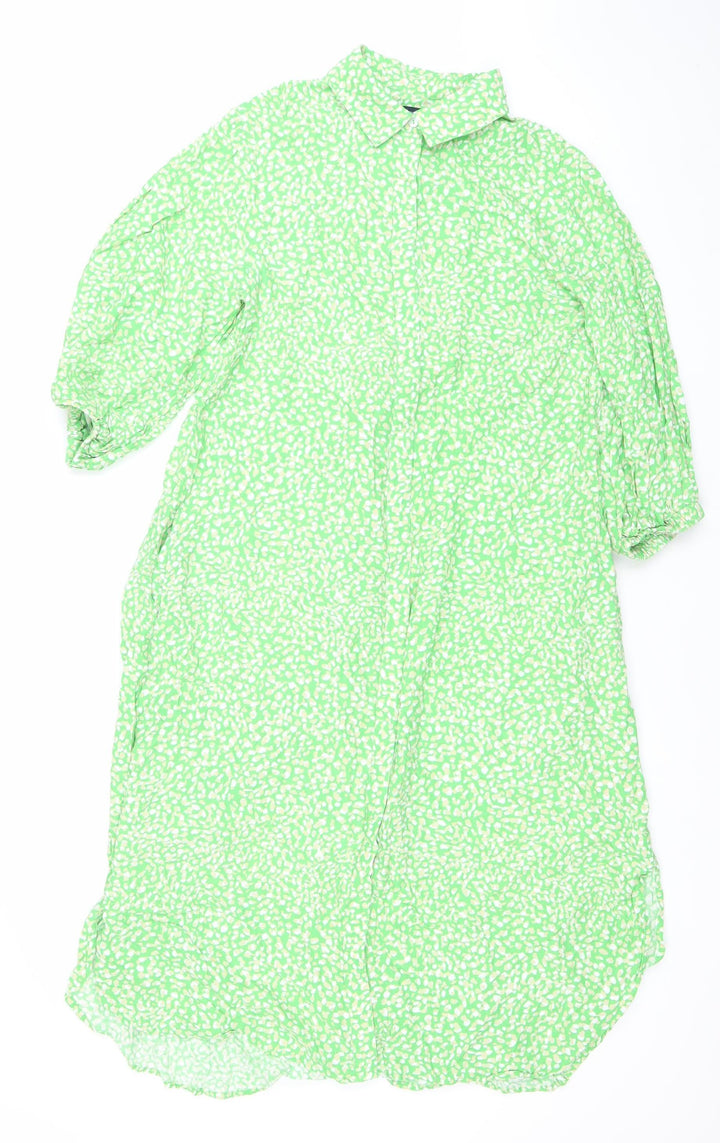 French Connection Women’s Green Midi Wrap Dress Size S Long Sleeve