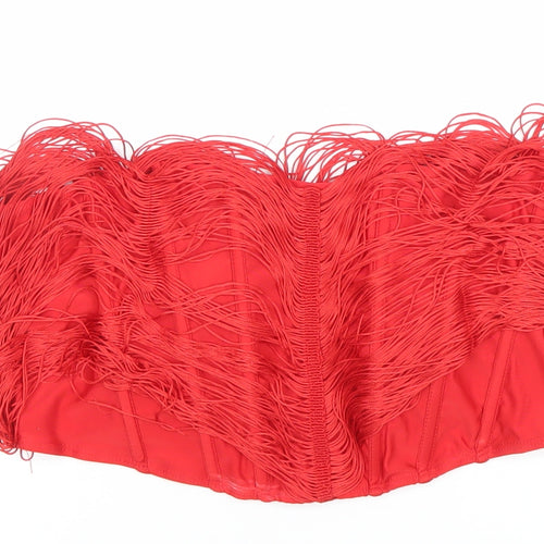PrettyLittleThing Women’s Red Fringe Strapless Camisole Top Size 18