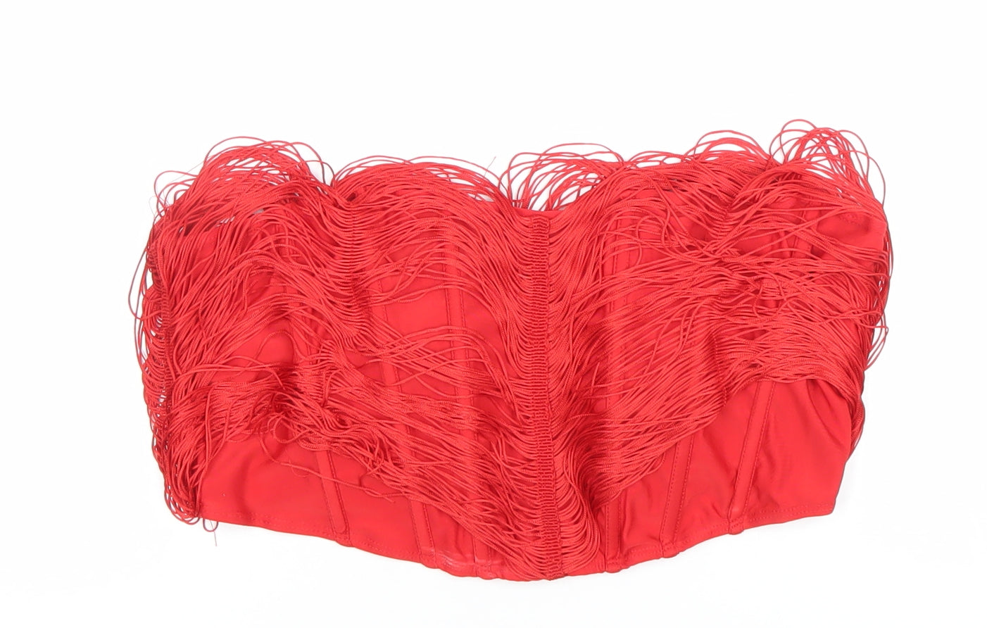 PrettyLittleThing Women’s Red Fringe Strapless Camisole Top Size 18