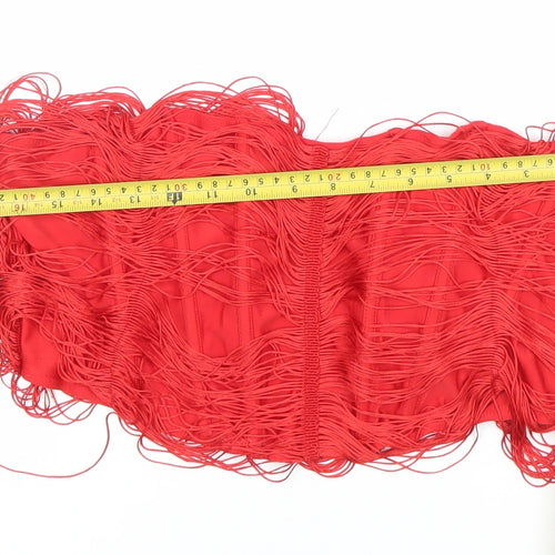 PrettyLittleThing Women’s Red Fringe Strapless Camisole Top Size 18