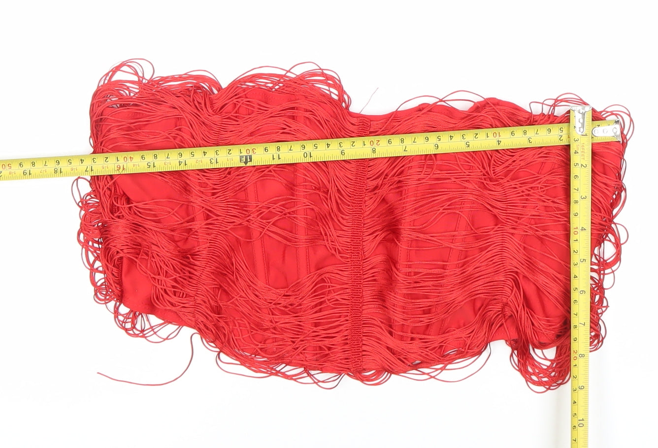 PrettyLittleThing Women’s Red Fringe Strapless Camisole Top Size 18