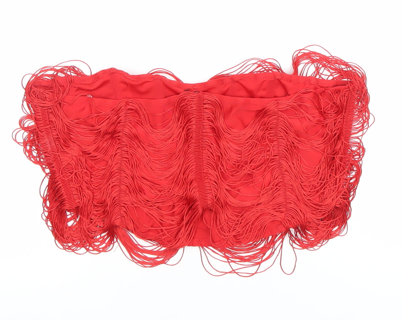 PrettyLittleThing Women’s Red Fringe Strapless Camisole Top Size 18