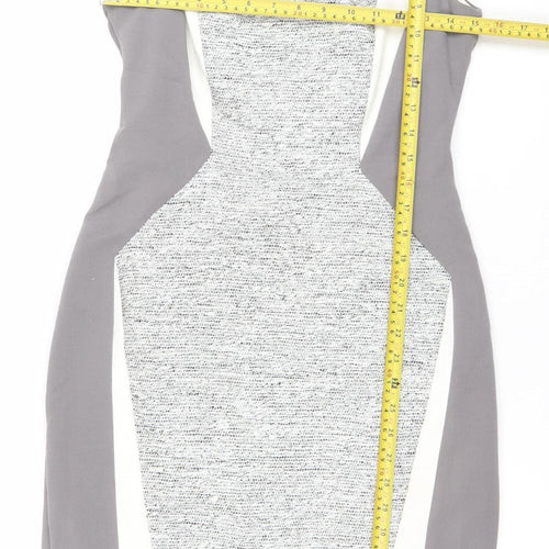 Next Women’s Grey White Colourblock Sheath Dress Size 12 Sleeveless Workwear