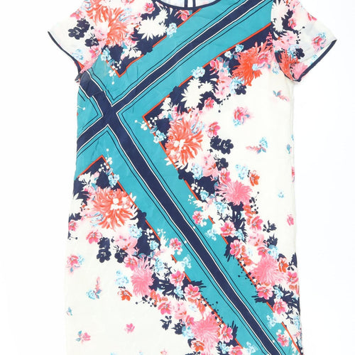 French Connection Women’s Multicoloured Floral Silk Shift Dress Size 6