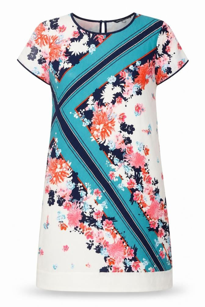 French Connection Women’s Multicoloured Floral Silk Shift Dress Size 6