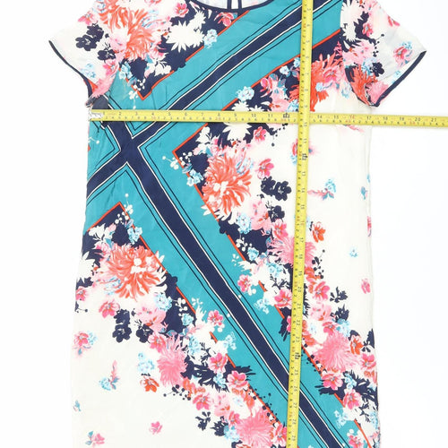 French Connection Women’s Multicoloured Floral Silk Shift Dress Size 6