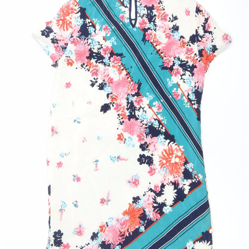 French Connection Women’s Multicoloured Floral Silk Shift Dress Size 6