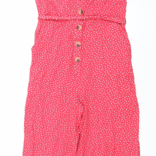 New Look Women’s Pink Polka Dot Jumpsuit Size 10 Sleeveless Wide Leg