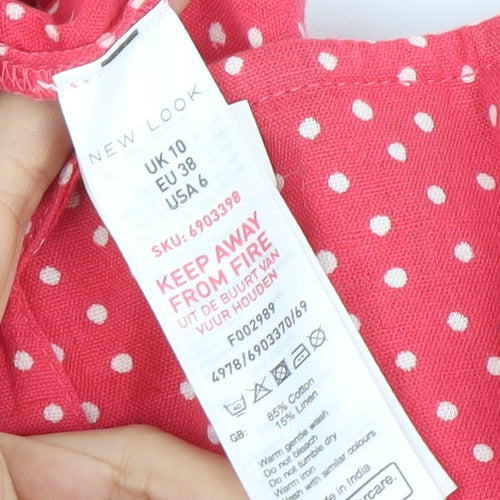 New Look Women’s Pink Polka Dot Jumpsuit Size 10 Sleeveless Wide Leg