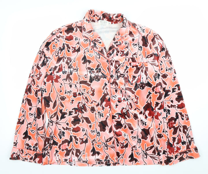 Kumo Women’s Multicoloured Floral Satin Button-Up Shirt Size 16