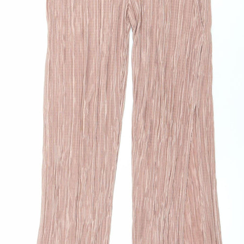 PrettyLittleThing Womens Pink Wide-Leg Trousers Size 8