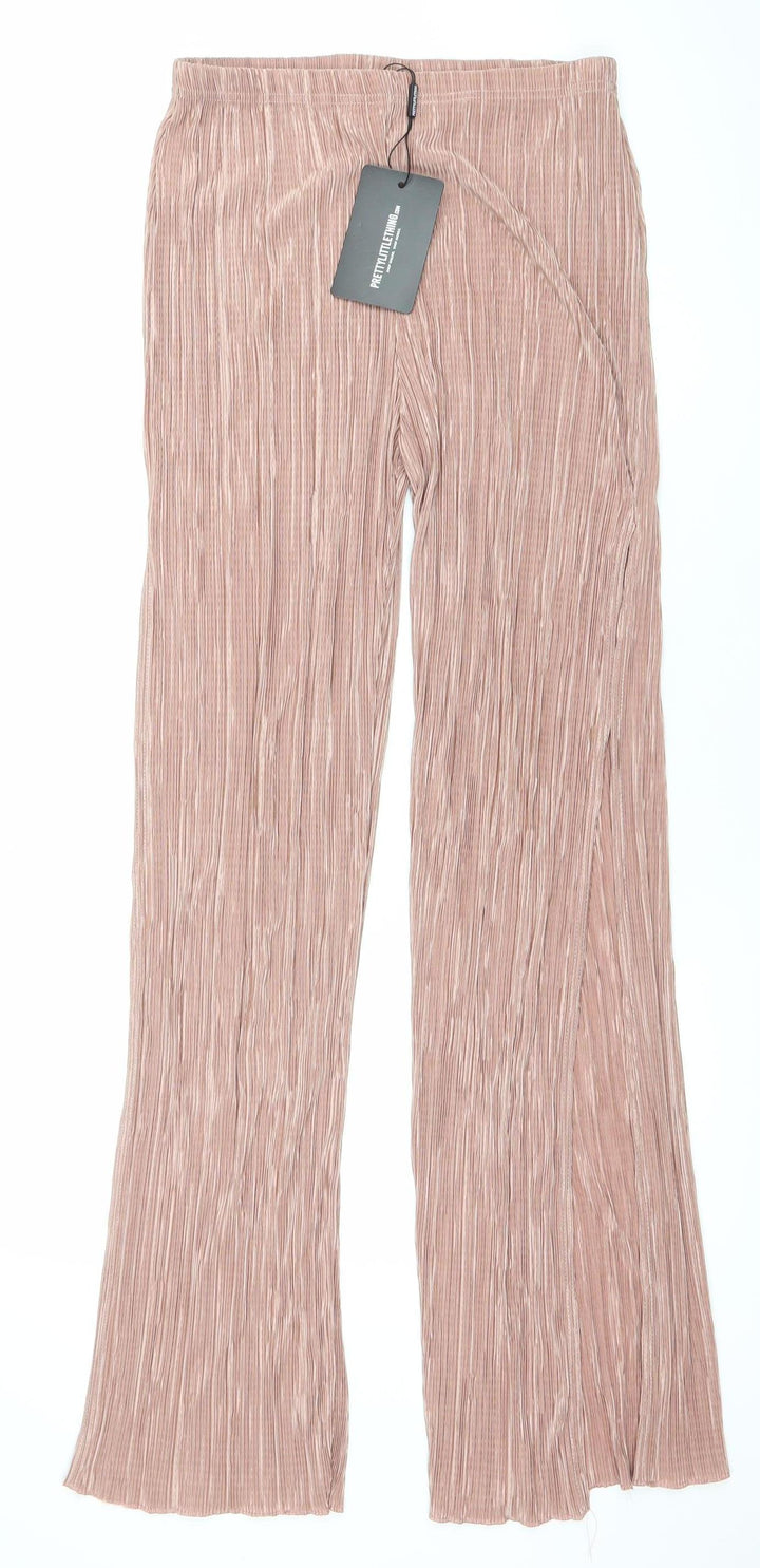 PrettyLittleThing Womens Pink Wide-Leg Trousers Size 8