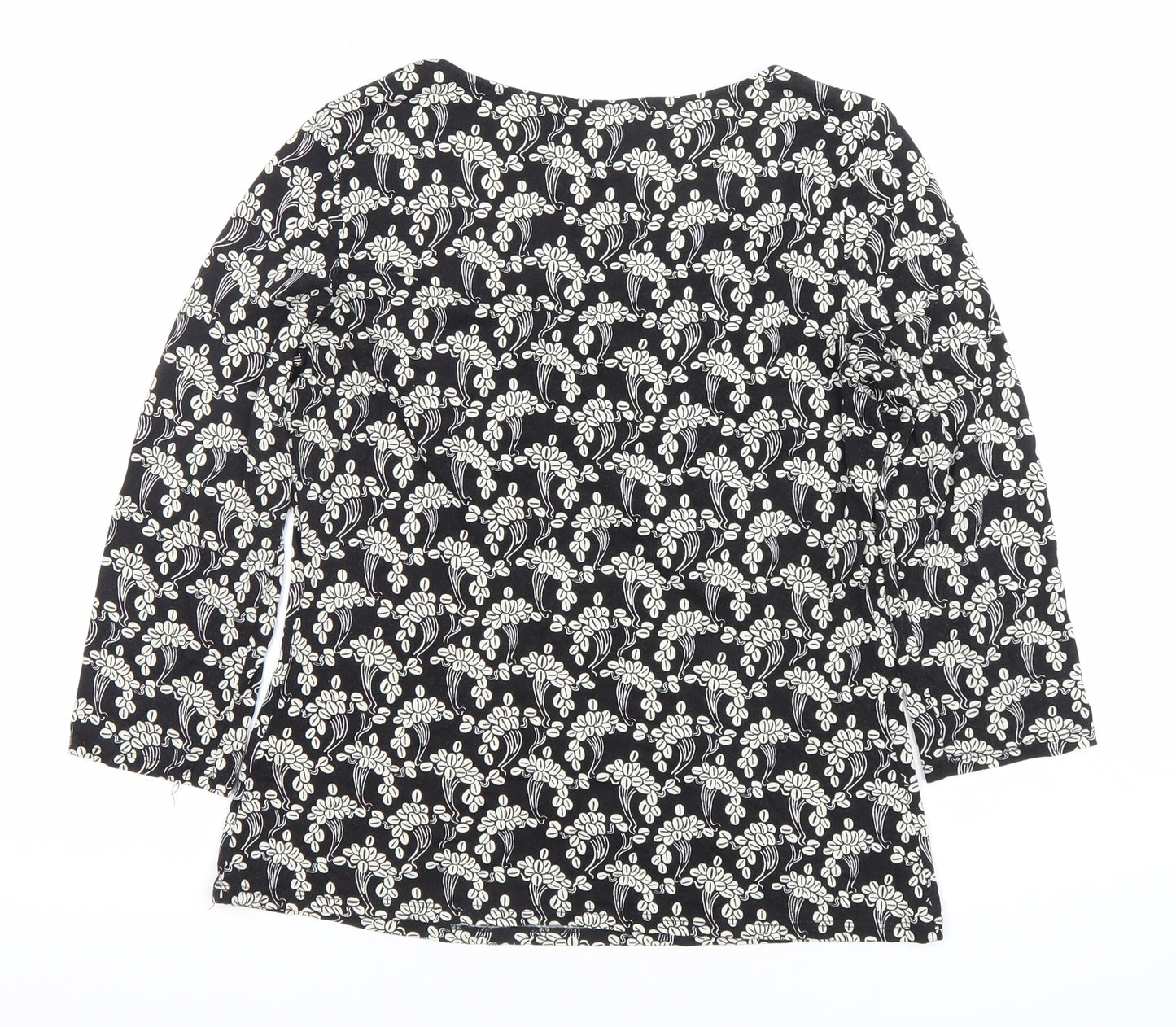 Phase Eight Womens Black Floral Jersey Tunic Blouse Size 14