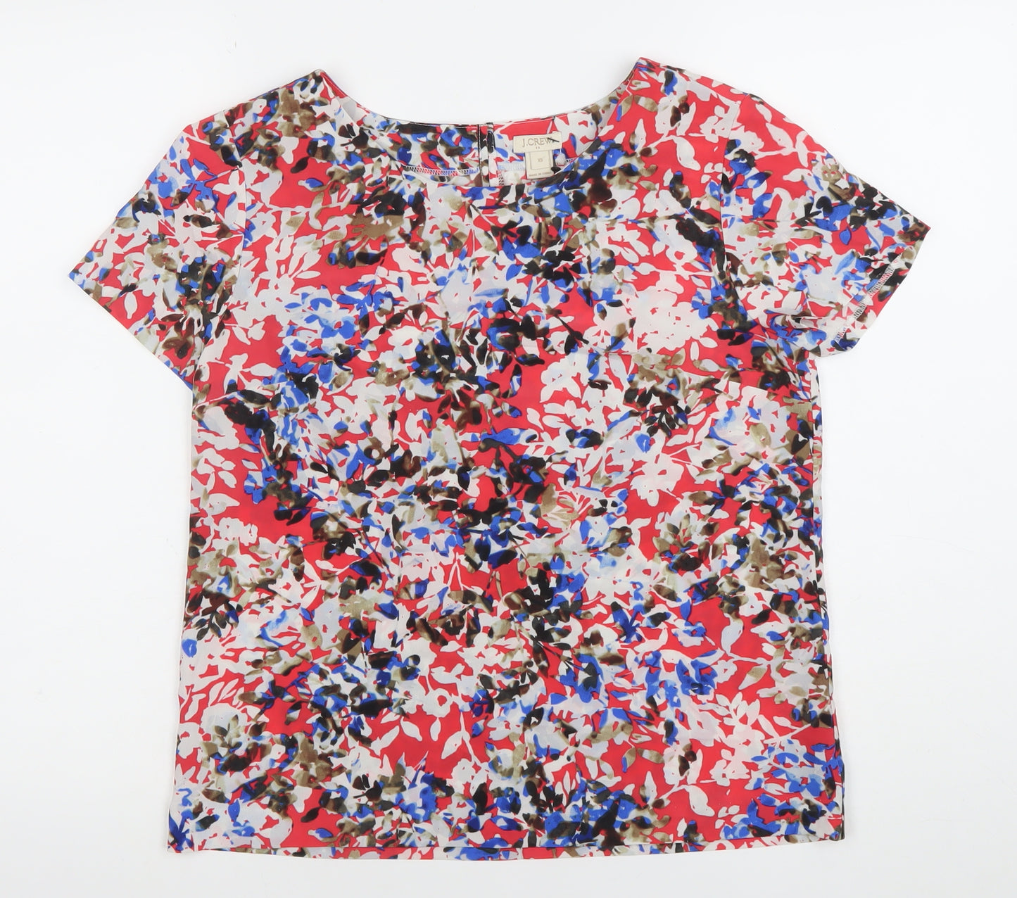 J.Crew Women's Multicoloured Floral XS Short Sleeve Blouse
