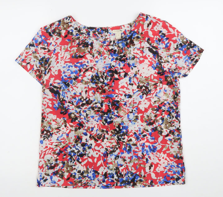 J.Crew Women's Multicoloured Floral XS Short Sleeve Blouse