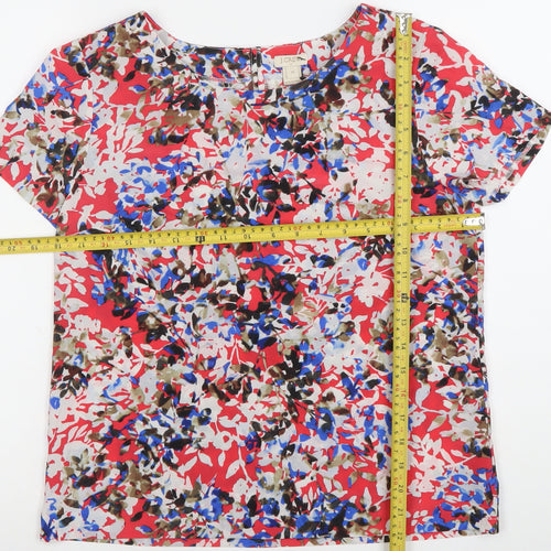 J.Crew Women's Multicoloured Floral XS Short Sleeve Blouse