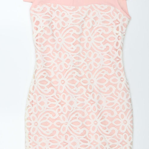 Almar Womens Pink Lace Bodycon Dress Size 8 Wedding Party
