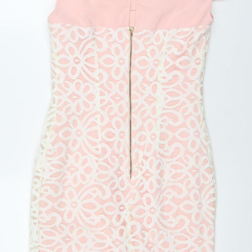 Almar Womens Pink Lace Bodycon Dress Size 8 Wedding Party