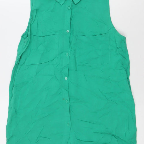 Divided Womens Green Sleeveless Button-Up Shirt Size 6