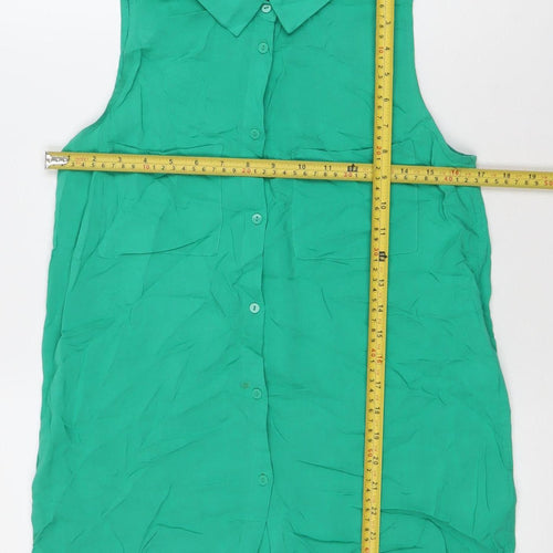 Divided Womens Green Sleeveless Button-Up Shirt Size 6