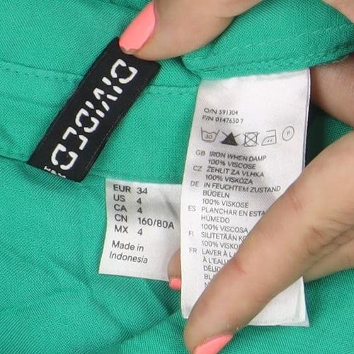 Divided Womens Green Sleeveless Button-Up Shirt Size 6