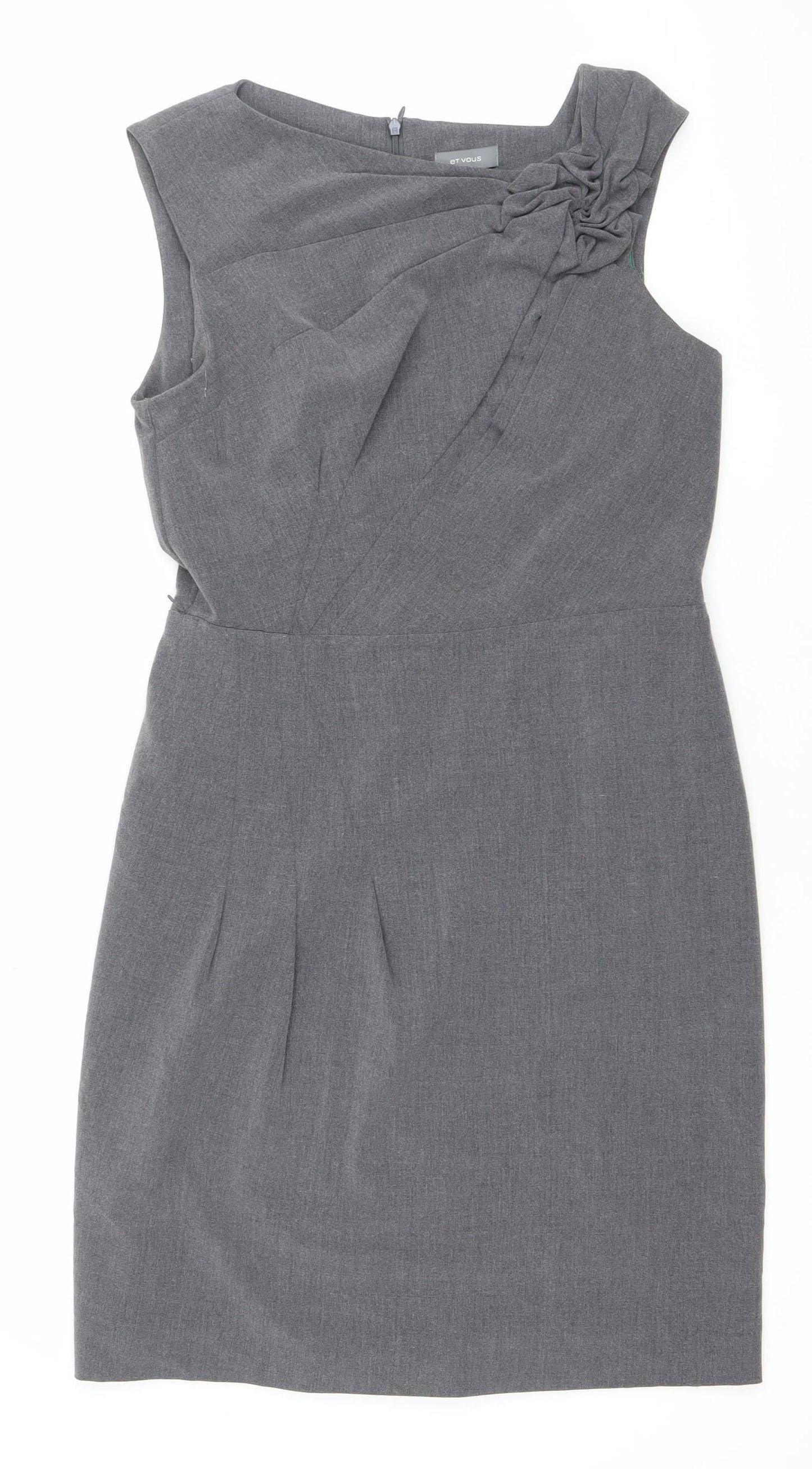 Et Vous Women’s Grey Size 12 Sleeveless Sheath Work Dress