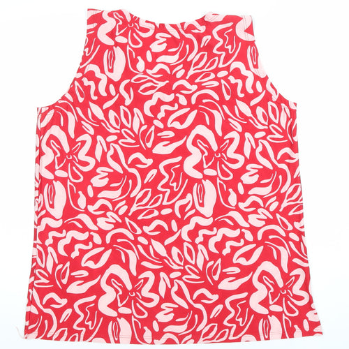 Fullamoda Women Red Cotton Sleeveless Tank Top Size 12-14
