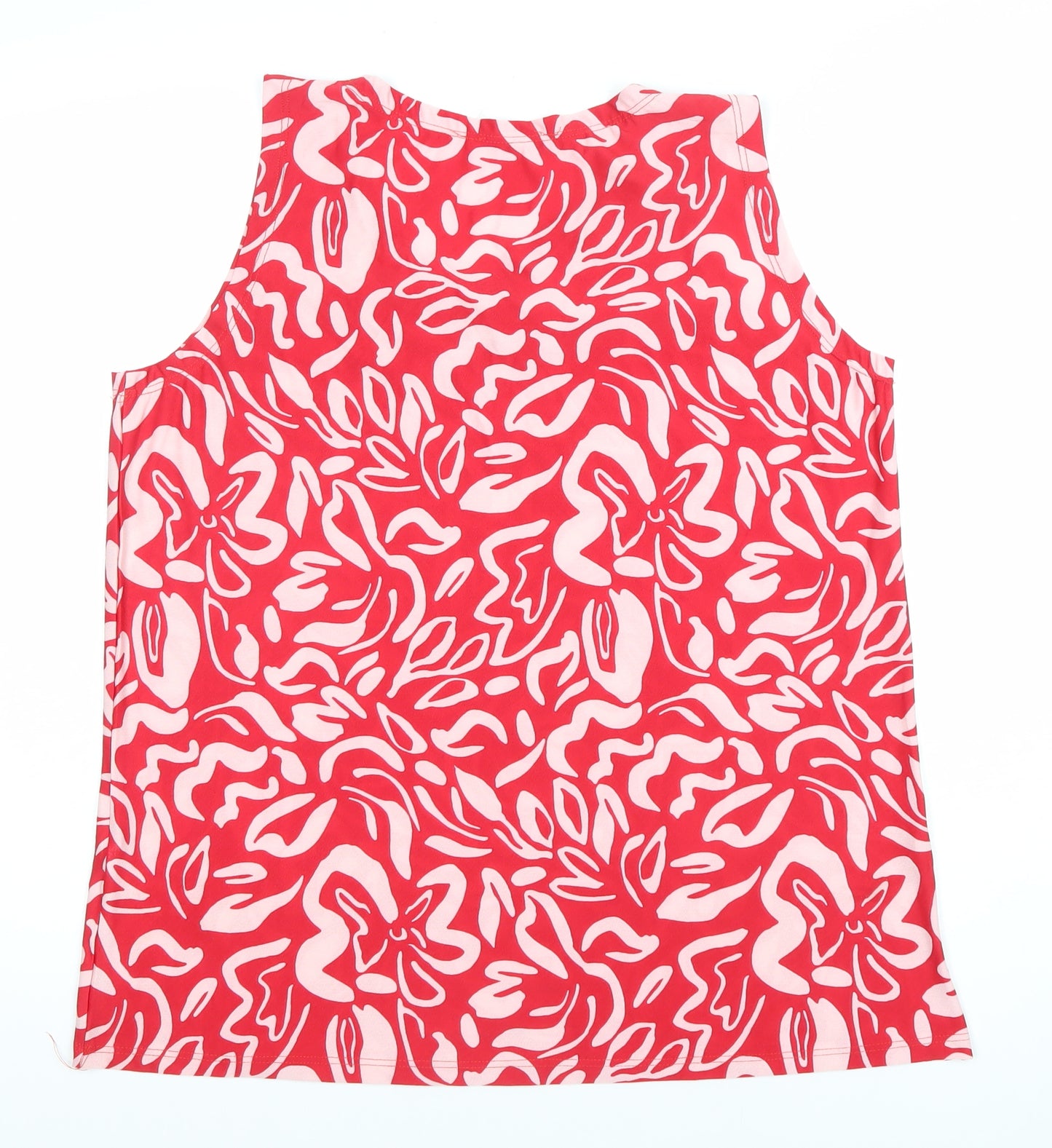 Fullamoda Women Red Cotton Sleeveless Tank Top Size 12-14