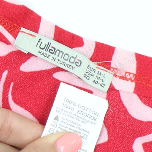 Fullamoda Women Red Cotton Sleeveless Tank Top Size 12-14
