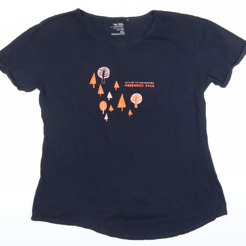 Neutral Womens Blue 2XL Festival Print Cotton T-Shirt