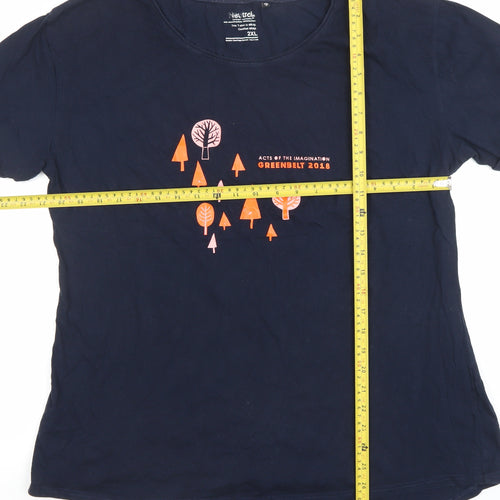 Neutral Womens Blue 2XL Festival Print Cotton T-Shirt