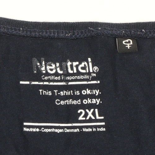 Neutral Womens Blue 2XL Festival Print Cotton T-Shirt