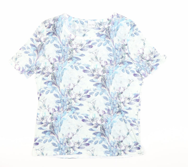 Stock Shop Women’s Multicoloured Floral Rhinestone T-Shirt Size S