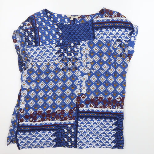 Next Womens Blue Geometric Floral Viscose Tunic Blouse UK 12